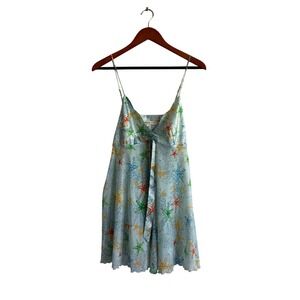 Victorias Secret Starfish Coral Satin Slip Dress Blue V-Neck Babydoll Medium